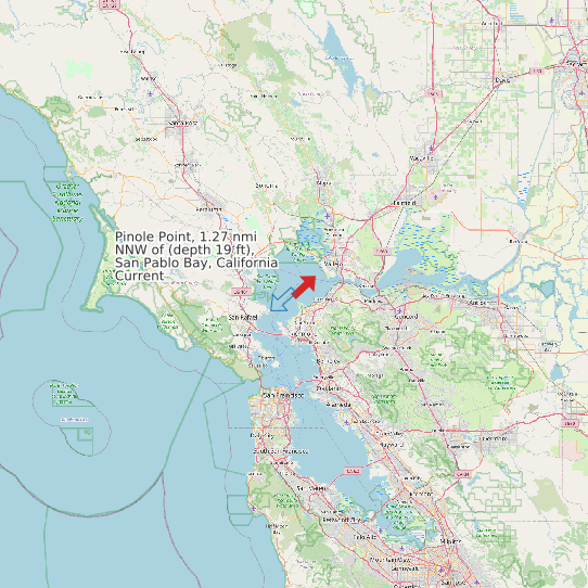 Pinole Point, 1.27 nmi NNW of (depth 19 ft), San Pablo Bay, California Current map