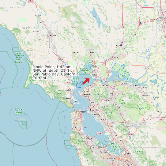 Pinole Point, 1.42 nmi NNW of (depth 21 ft), San Pablo Bay, California Current map