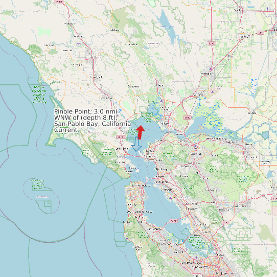 Pinole Point, 3.0 nmi WNW of (depth 8 ft), San Pablo Bay, California Current map