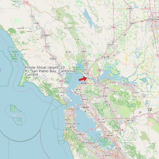 Map of Pinole Shoal (depth 10 ft), San Pablo Bay, California Current Prediction Station
