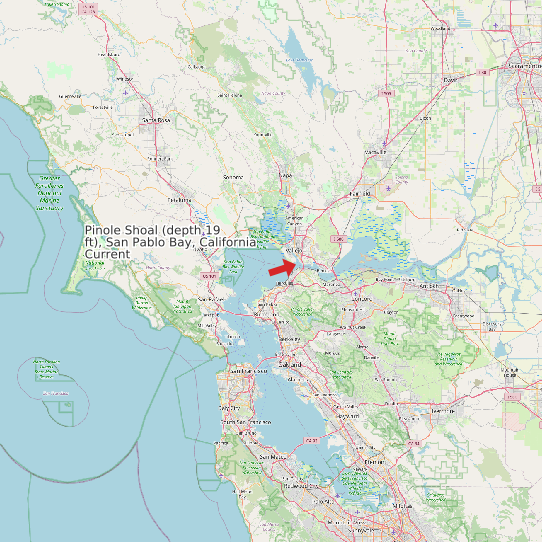 Pinole Shoal (depth 19 ft), San Pablo Bay, California Current map