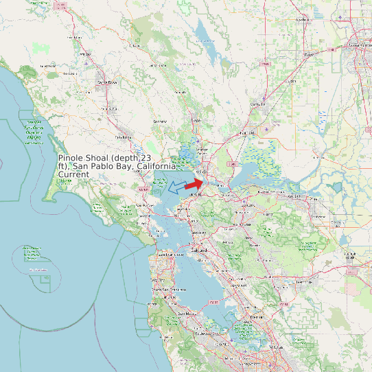 Map of Pinole Shoal (depth 23 ft), San Pablo Bay, California Current Prediction Station