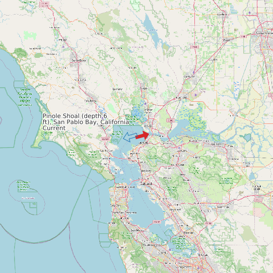 Map of Pinole Shoal (depth 6 ft), San Pablo Bay, California Current Prediction Station