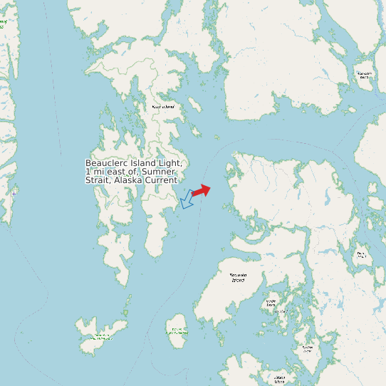 Beauclerc Island Light, 1 mi east of, Sumner Strait, Alaska Current map