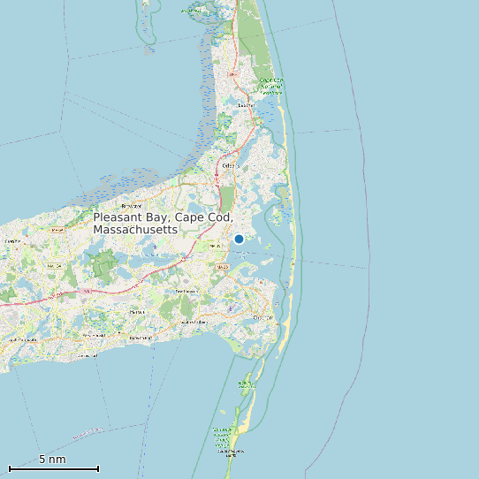 Map of Pleasant Bay, Cape Cod, Massachusetts Tide Prediction Station