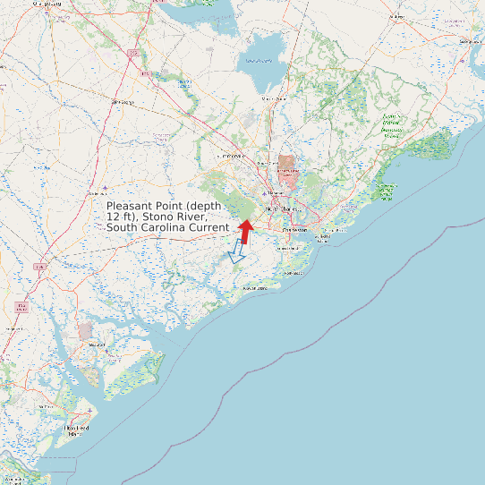 Map of Pleasant Point (depth 12 ft), Stono River, South Carolina Current Prediction Station