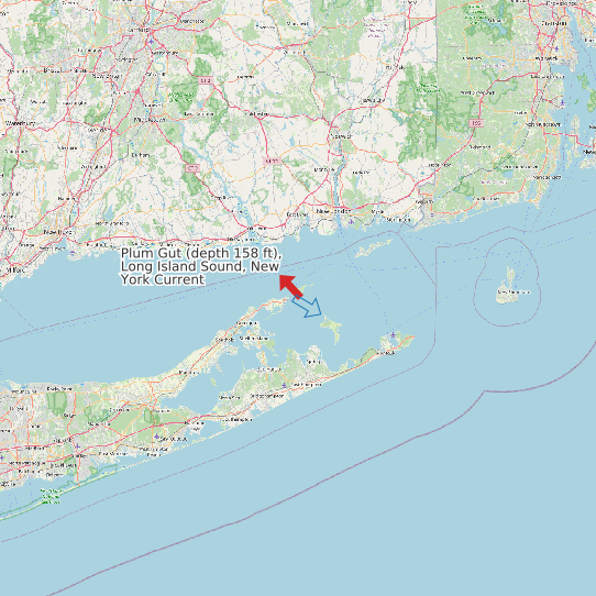 Plum Gut (depth 158 ft), Long Island Sound, New York Current map
