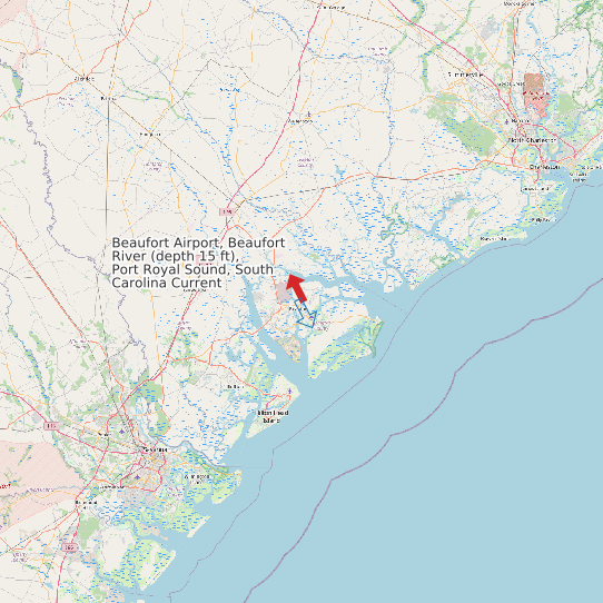 Map of Beaufort Airport, Beaufort River (depth 15 ft), Port Royal Sound, South Carolina Current Prediction Station