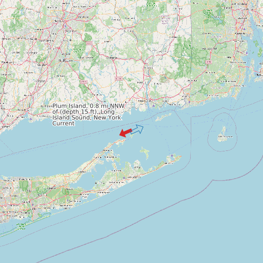 Map of Plum Island, 0.8 mi NNW of (depth 15 ft), Long Island Sound, New York Current Prediction Station
