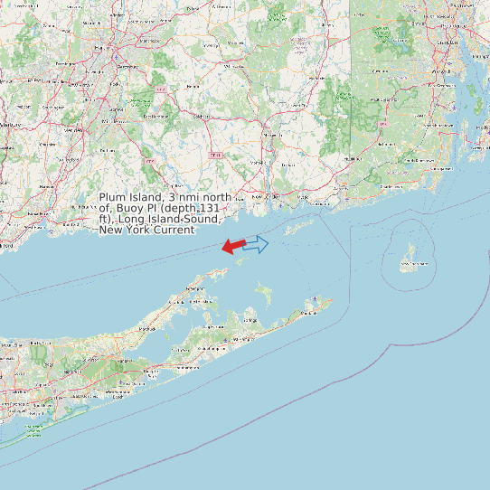 Map of Plum Island, 3 nmi north of, Buoy PI (depth 131 ft), Long Island Sound, New York Current Prediction Station