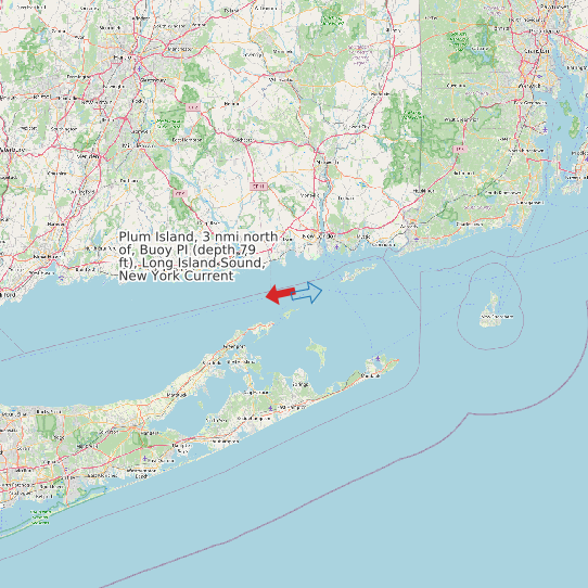 Plum Island, 3 nmi north of, Buoy PI (depth 79 ft), Long Island Sound, New York Current map