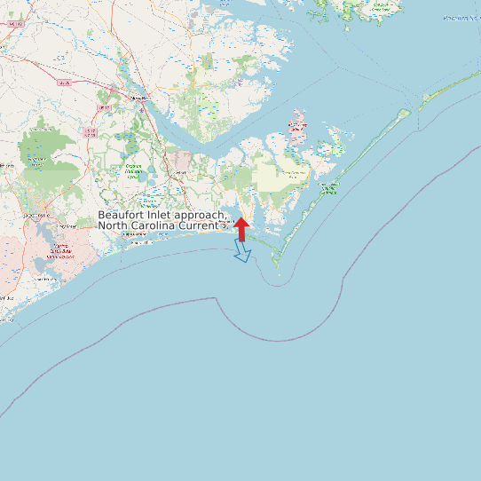 Map of Beaufort Inlet approach, North Carolina Current Prediction Station