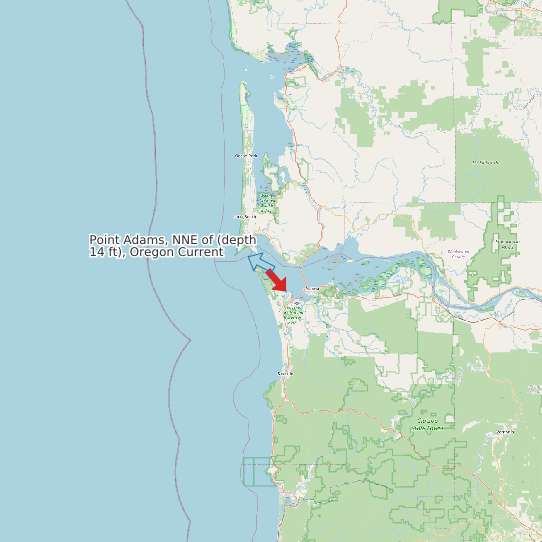 Point Adams, NNE of (depth 14 ft), Oregon Current map