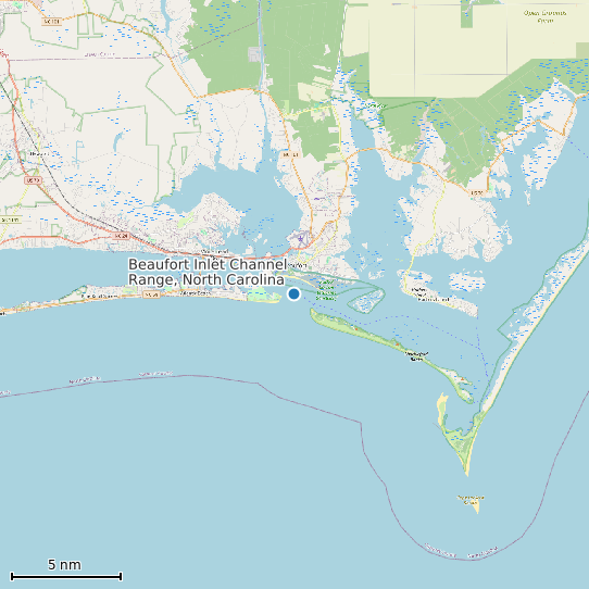 Map of Beaufort Inlet Channel Range, North Carolina Tide Prediction Station