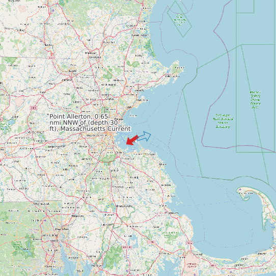 Map of Point Allerton, 0.65 nmi NNW of (depth 30 ft), Massachusetts Current Prediction Station