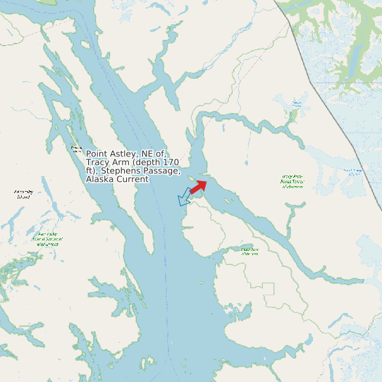 Point Astley, NE of, Tracy Arm (depth 170 ft), Stephens Passage, Alaska Current map