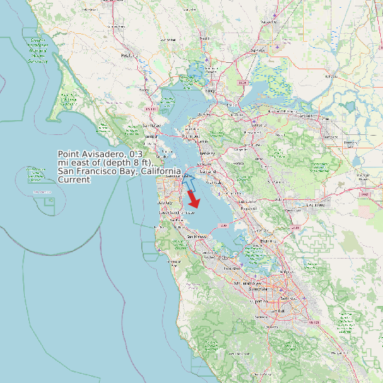 Point Avisadero, 0.3 mi east of (depth 8 ft), San Francisco Bay, California Current map