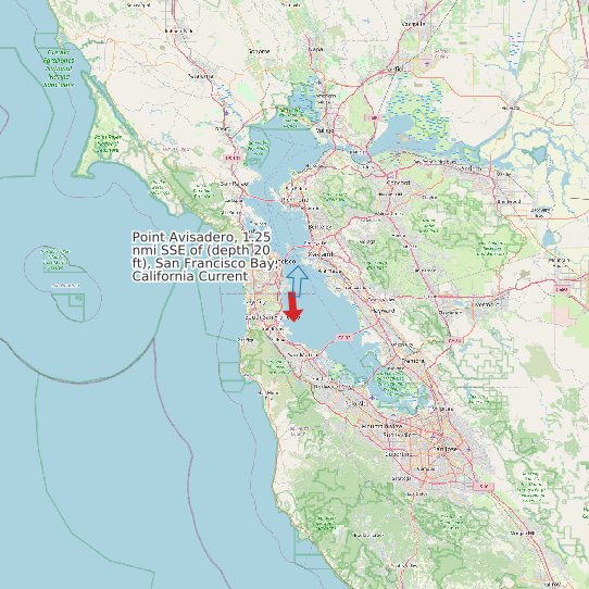 Point Avisadero, 1.25 nmi SSE of (depth 20 ft), San Francisco Bay, California Current map