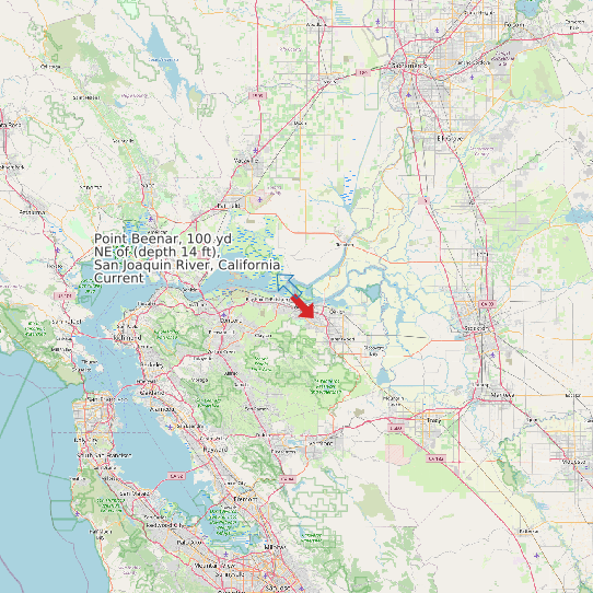 Point Beenar, 100 yd NE of (depth 14 ft), San Joaquin River, California Current map