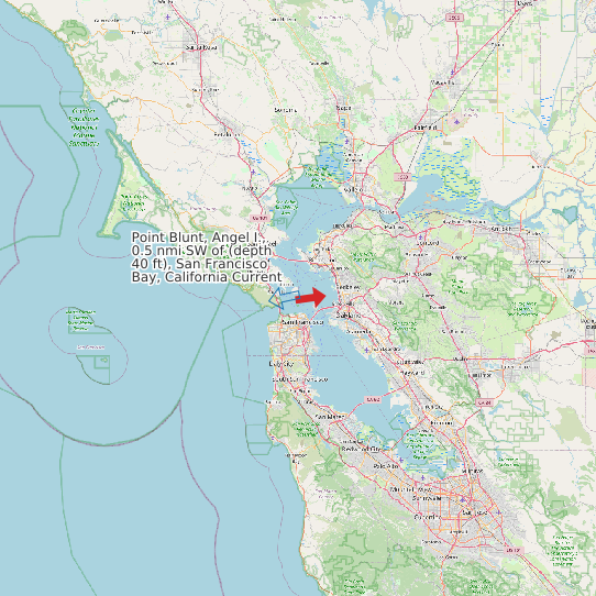 Point Blunt, Angel I., 0.5 nmi SW of (depth 40 ft), San Francisco Bay, California Current map