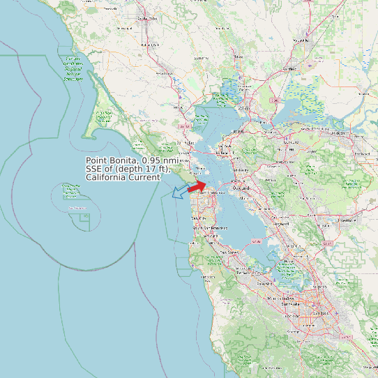 Point Bonita, 0.95 nmi SSE of (depth 17 ft), California Current map
