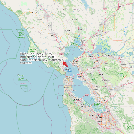 Point Chauncey, 0.75 nmi NW of (depth 19 ft), San Francisco Bay, California Current map