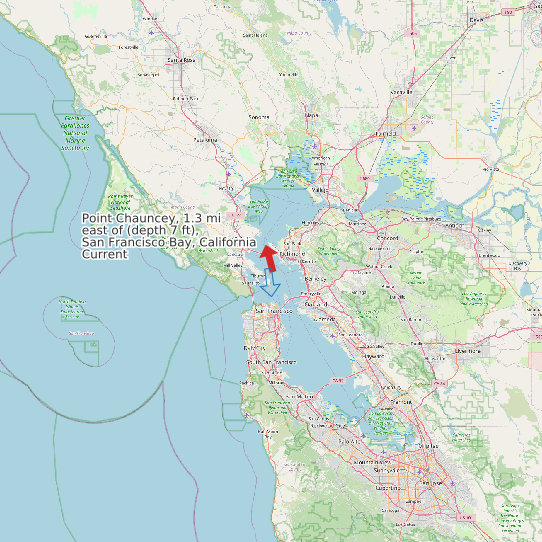 Point Chauncey, 1.3 mi east of (depth 7 ft), San Francisco Bay, California Current map