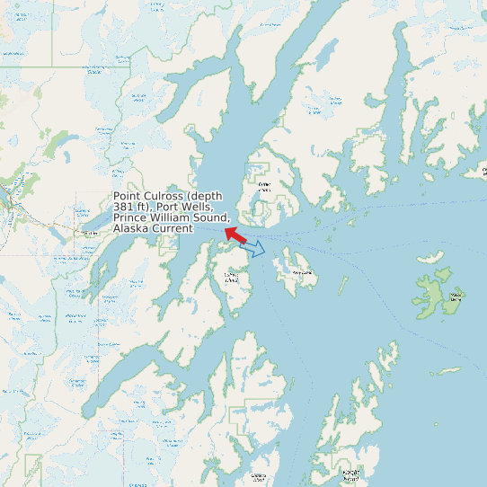 Point Culross (depth 381 ft), Port Wells, Prince William Sound, Alaska Current map