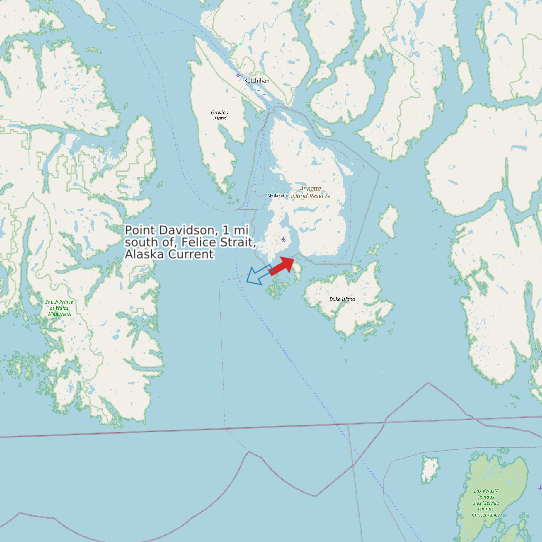 Map of Point Davidson, 1 mi south of, Felice Strait, Alaska Current Prediction Station