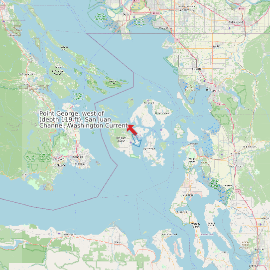 Map of Point George, west of (depth 119 ft), San Juan Channel, Washington Current Prediction Station
