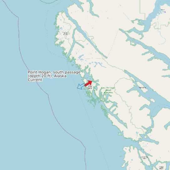 Point Hogan, south passage (depth 20 ft), Alaska Current map