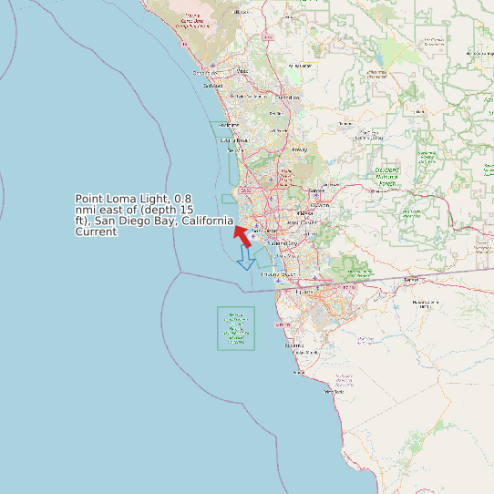 Point Loma Light, 0.8 nmi east of (depth 15 ft), San Diego Bay, California Current map