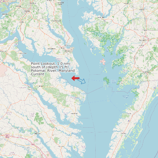 Point Lookout, 1.0 nmi south of (depth 15 ft), Potomac River, Maryland Current map