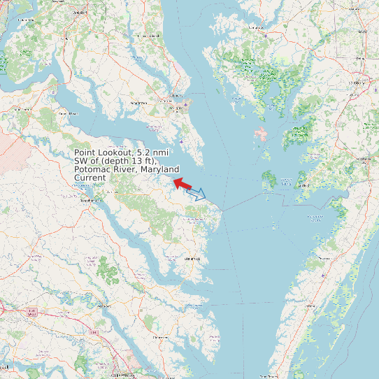 Point Lookout, 5.2 nmi SW of (depth 13 ft), Potomac River, Maryland Current map