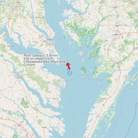 Map of Point Lookout, 5.9 nmi ESE of (depth 15 ft), Chesapeake Bay, Maryland Current Prediction Station