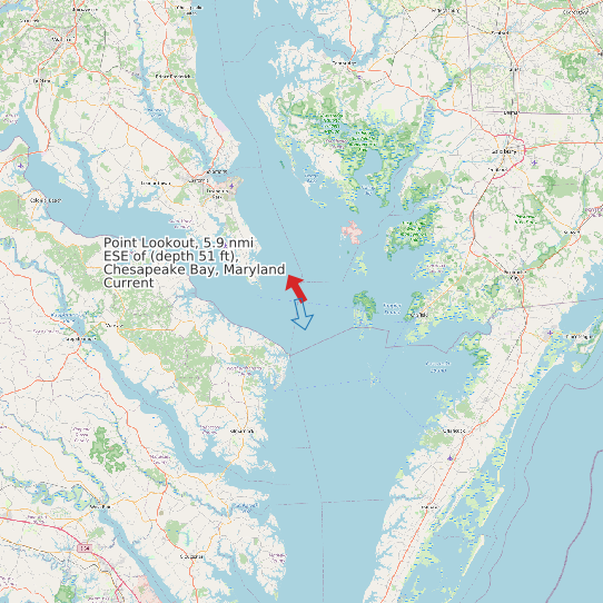 Map of Point Lookout, 5.9 nmi ESE of (depth 51 ft), Chesapeake Bay, Maryland Current Prediction Station
