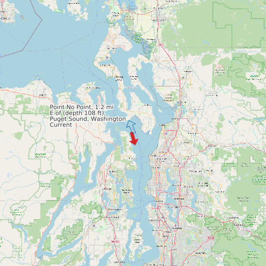 Point No Point, 1.2 mi E of (depth 108 ft), Puget Sound, Washington Current map
