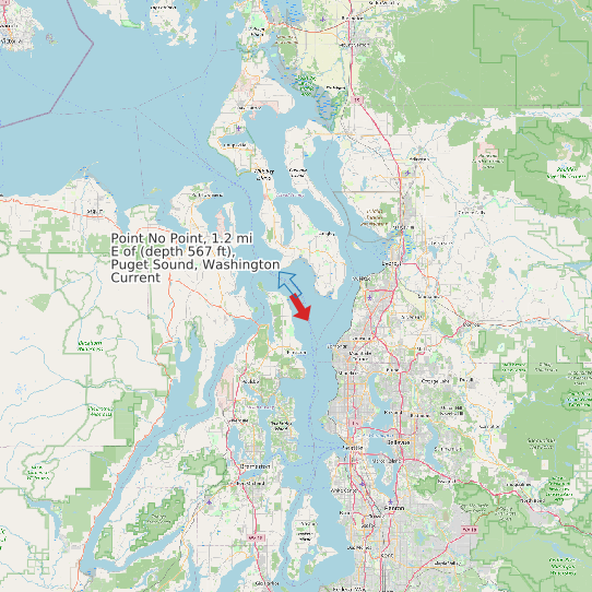 Map of Point No Point, 1.2 mi E of (depth 567 ft), Puget Sound, Washington Current Prediction Station