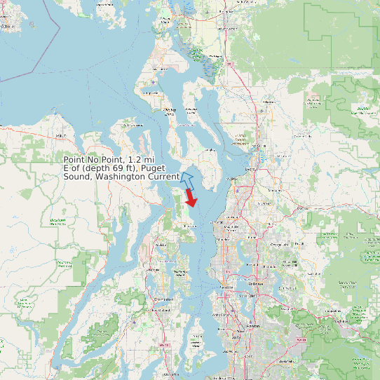 Map of Point No Point, 1.2 mi E of (depth 69 ft), Puget Sound, Washington Current Prediction Station