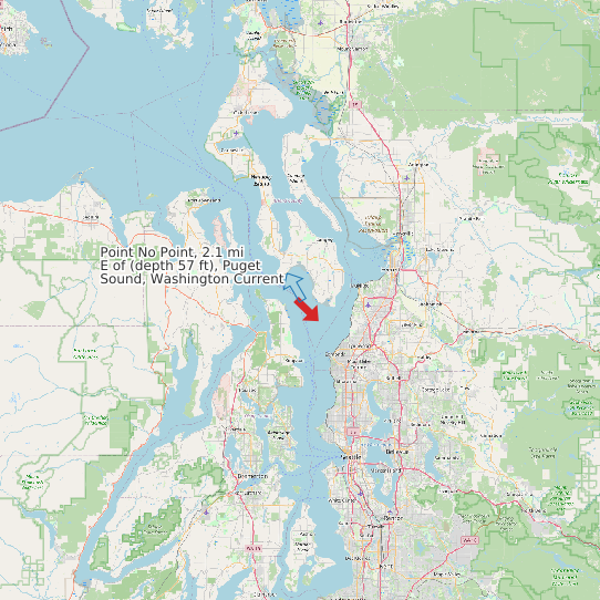 Map of Point No Point, 2.1 mi E of (depth 57 ft), Puget Sound, Washington Current Prediction Station
