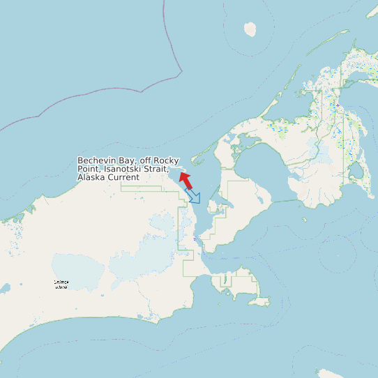 Bechevin Bay, off Rocky Point, Isanotski Strait, Alaska Current map