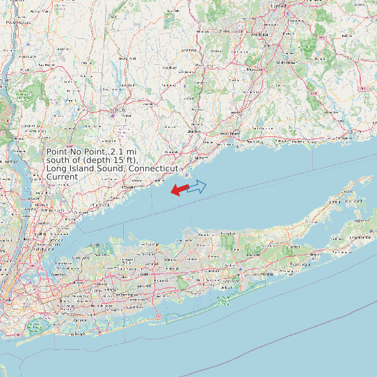 Point No Point, 2.1 mi south of (depth 15 ft), Long Island Sound, Connecticut Current map