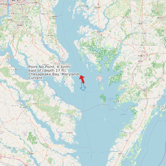 Map of Point No Point, 4.3 nmi east of (depth 17 ft), Chesapeake Bay, Maryland Current Prediction Station