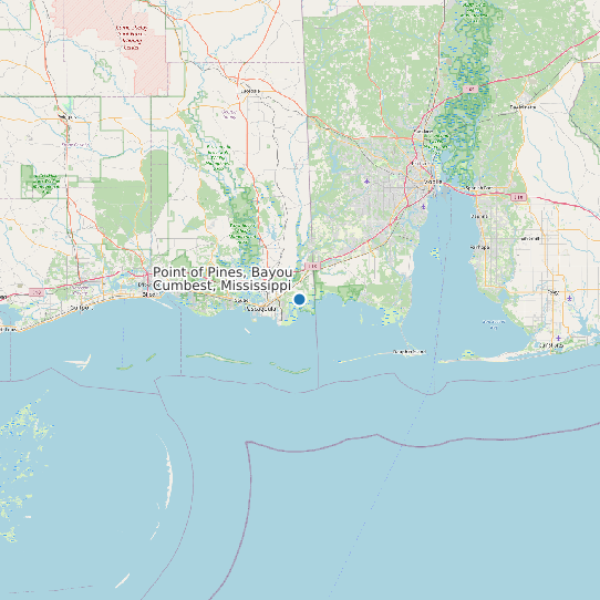 Map of Point of Pines, Bayou Cumbest, Mississippi Tide Prediction Station