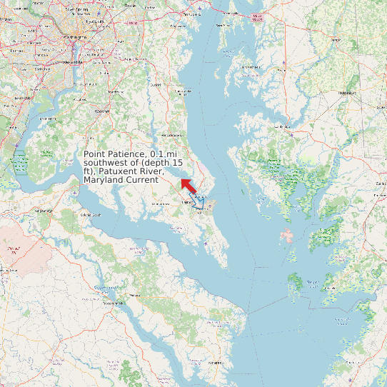 Point Patience, 0.1 mi southwest of (depth 15 ft), Patuxent River, Maryland Current map