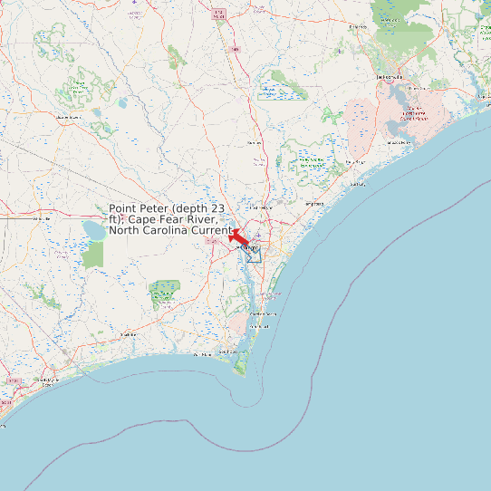 Map of Point Peter (depth 23 ft), Cape Fear River, North Carolina Current Prediction Station
