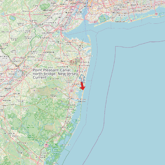 Map of Point Pleasant Canal, north bridge, New Jersey Current Prediction Station