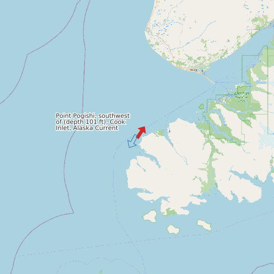 Map of Point Pogishi, southwest of (depth 101 ft), Cook Inlet, Alaska Current Prediction Station