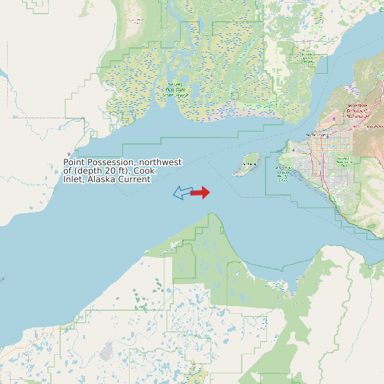 Map of Point Possession, northwest of (depth 20 ft), Cook Inlet, Alaska Current Prediction Station