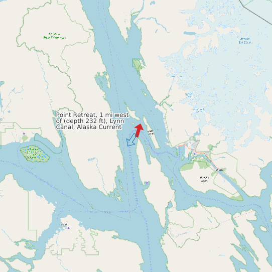 Point Retreat, 1 mi west of (depth 232 ft), Lynn Canal, Alaska Current map